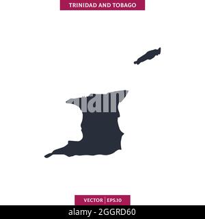 Carte détaillée du modèle de dessin d'illustrations vectorielles de la Trinité-et-Tobago. Vecteur eps 10. Illustration de Vecteur