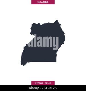 Carte détaillée du modèle de conception d'illustrations vectorielles de l'Ouganda. Vecteur eps 10. Illustration de Vecteur