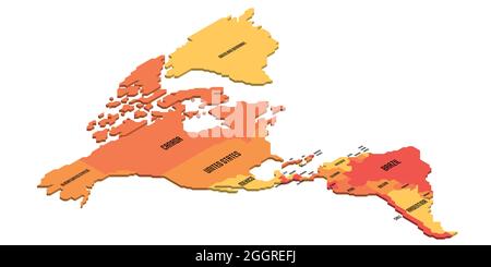 Carte politique isométrique des Amériques. Terre colorée avec des noms de pays sur fond blanc. Illustration vectorielle 3D Illustration de Vecteur