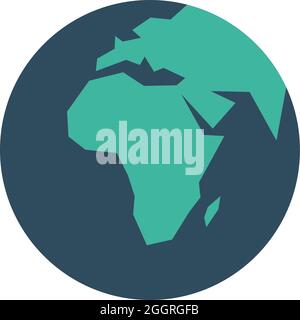 Globe terrestre simplifié avec une carte du monde axée sur l'Afrique. Illustration vectorielle. Illustration de Vecteur