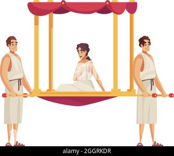 Ancienne composition de rome avec deux personnes portant la femme en palanquin illustration vectorielle de dessin animé Illustration de Vecteur