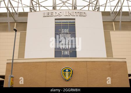 La façade du East Stand à Elland Road le 22 août 2021. Crédit : Lewis Mitchell Banque D'Images