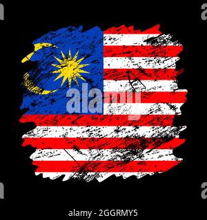 le drapeau de malaisie grunge fond de pinceau. Illustration vectorielle de l'ancien marqueur Brush. Concept abstrait d'arrière-plan national. Illustration de Vecteur