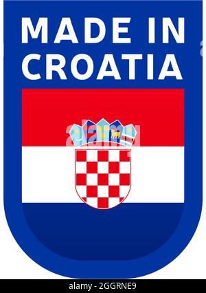 Fabriqué en croatie Icon. National drapeau autocollant timbre. Illustration vectorielle icône simple avec indicateur Illustration de Vecteur