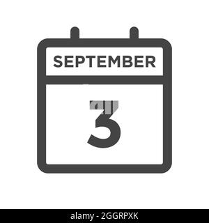 Septembre 3 jour civil ou date de calendrier pour la date limite et la nomination Banque D'Images