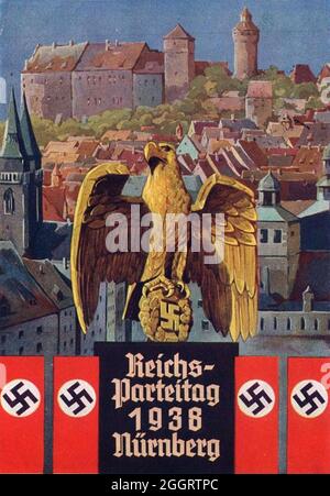 Une affiche vintage pour le rallye de Nuremberg 1938 Banque D'Images