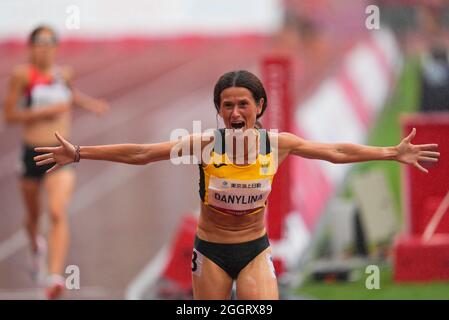 Tokyo, Japon. 3 septembre 2021. Tokyo, Japon. 3 septembre 2021. 3 septembre 2021 : Liudmyla Danylina, originaire d'Ukraine, remporte l'argent lors de l'athlétisme aux Jeux paralympiques de Tokyo, au stade olympique de Tokyo, à Tokyo, au Japon. Kim Price/CSM Credit: CAL Sport Media/Alay Live News Banque D'Images