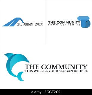 Communauté à but non lucratif conception initiale de la TB et du logo animal dauphin Illustration de Vecteur