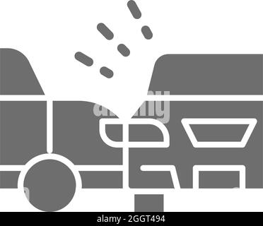 Accident, collision latérale avec deux automobiles, icône grise d'accident de voiture. Illustration de Vecteur