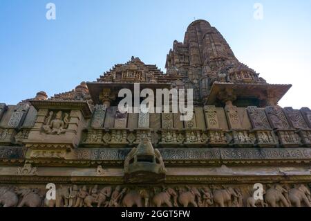 Temple Devi Jagdambi, temples occidentaux à Khajuraho temples d'amour Madya Pradesh, Inde. Patrimoine mondial de l'UNESCO Banque D'Images