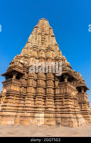 Temple Devi Jagdambi, temples occidentaux à Khajuraho temples d'amour Madya Pradesh, Inde. Patrimoine mondial de l'UNESCO Banque D'Images