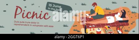 Pique-nique dans le parc d'été et repos pour les amis Illustration de Vecteur