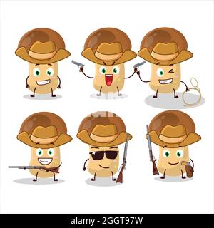 Un joli chapeau de personnage de dessin animé aux champignons de la paille de cow-boy. Illustration vectorielle Illustration de Vecteur