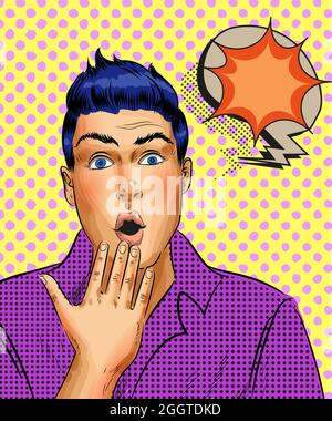 Vector rétro pop art surpris jeune homme Illustration de Vecteur