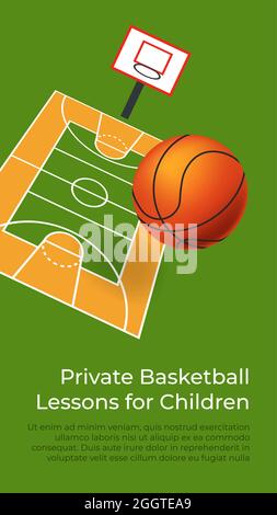 Cours de basket-ball privés pour les enfants Illustration de Vecteur