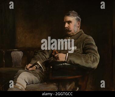 Sir William Schwenck Gilbert (1836-1911). Dramaturge britannique, poète et librettiste des opéras de 'Lavy'. Portrait de Frank Holl (1845-1888). Huile sur toile (100,3 x 125,7 cm), 1886. Galerie nationale de portraits. Londres, Angleterre, Royaume-Uni. Banque D'Images