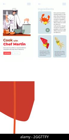 Cuisinez avec le chef Martin, site Internet avec commande de plats Illustration de Vecteur