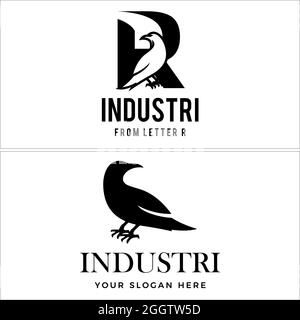 Lettre de l'industrie des affaires R et symbole d'oiseau logo design Illustration de Vecteur