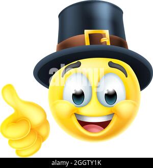 L'icône du craon Emoji de Thanksgiving Pilgrim Emoticon Illustration de Vecteur