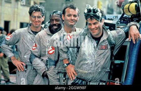 GHOSTBUSTERS 1984 Columbia Images film avec de gauche: Harold Ramis, Ernie Hudson, Bill Murray, Dan Aykroyd. Banque D'Images