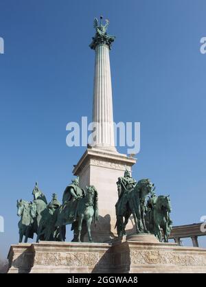 Budapest, Hongrie - 12.01.2021 : Monument du millénaire à Budapest, Hongrie Banque D'Images