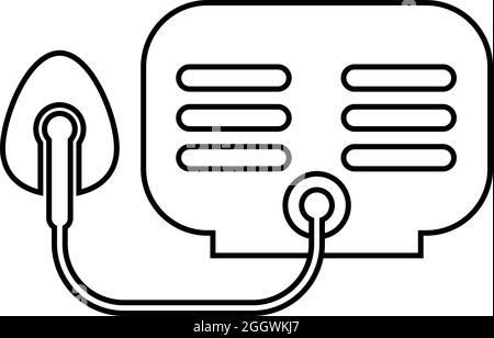 Inhalateur nébuliseur médical aérosol contour icône noir couleur vecteur illustration plat style simple image Illustration de Vecteur