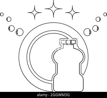 Concept de vaisselle propre contour icône couleur noire vecteur illustration de style plat image simple Illustration de Vecteur