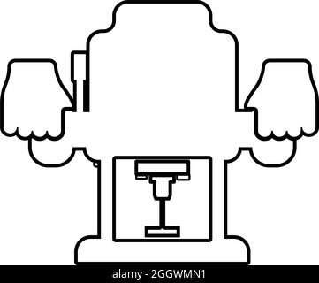 Base fixe fraise à fileter électrique outil électrique outil électrique à main outil électrique utilisation bras à l'aide du contour de l'instrument icône de couleur noire Illustration de Vecteur