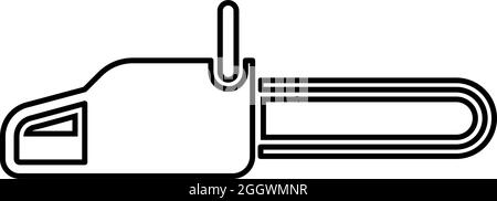 Tronçonneuse tronçonneuse scie à chaîne essence outil Lumberjack contour icône noir couleur vecteur illustration plat image simple Illustration de Vecteur