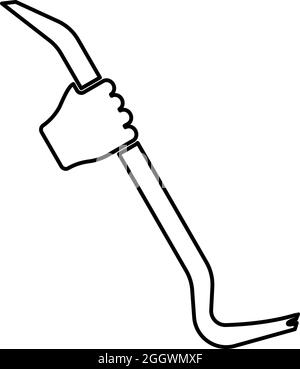 Crowbar dans l'outil de maintien de la main utiliser le bras avec l'utilitaire multifonctionnel barre contour icône couleur noire vecteur illustration style plat image simple Illustration de Vecteur