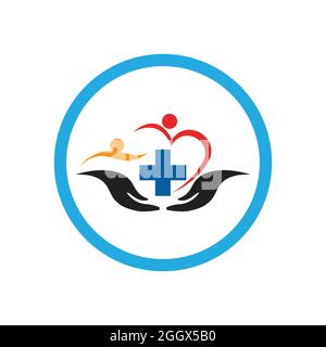 design moderne avec logo et symboles pour les soins de famille Illustration de Vecteur