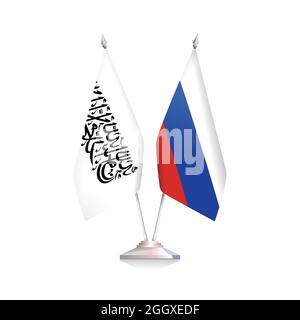 Drapeaux de la Russie et de l'émirat islamique d'Afghanistan. Illustration vectorielle isolée sur fond blanc Illustration de Vecteur