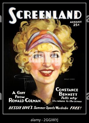 Vintage rétro Phyllis Maude Haver (6 janvier 1899 - 19 novembre 1960) est une actrice américaine de l'ère du cinéma muet. Sur la couverture du célèbre magazine de films SCREENLAND 1916 Banque D'Images