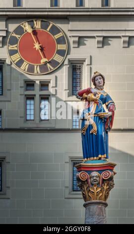 Fontaine Anna Seiler - fontaine médiévale créée en 1545 dans la vieille ville de Berne - Berne, Suisse Banque D'Images