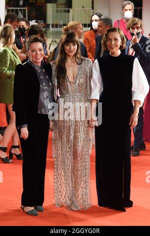 Venise, Italie. 03ème septembre 2021. 78e Festival du film de Venise 2021, tapis rouge « la fille perdue » en photo :Olivia Colman, Dakota Johnson, Maggie Gyllenhaal crédit : Independent photo Agency/Alamy Live News Banque D'Images