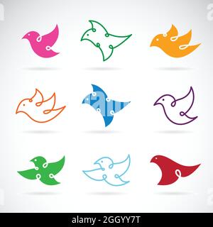 Groupe vectoriel de motif oiseau sur fond blanc. Icône oiseau.illustration vectorielle superposée facile à modifier. Animaux sauvages. Illustration de Vecteur