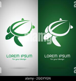 Image vectorielle du motif tortue sur fond blanc et vert, logo, symbole. Illustration vectorielle superposée facile à modifier. Animaux sauvages. Illustration de Vecteur