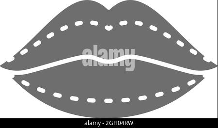 Augmentation de lèvre vectorielle, injections d'acide hyaluronique, chirurgie plastique icône grise. Illustration de symbole et de signe. Isolé sur fond blanc Illustration de Vecteur