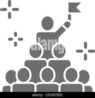 Leadership in Command, président, leader icône grise. Illustration de Vecteur