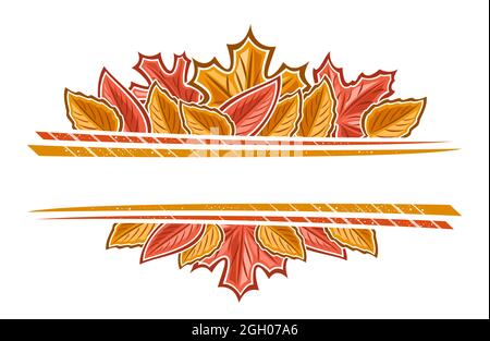 Vecteur feuilles d'automne bordure avec espace de copie, modèle horizontal avec illustration de pile coloré feuilles automnales saisonnières pour l'offre de shopping d'automne Illustration de Vecteur