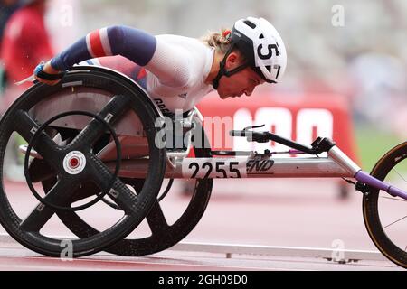 Tokyo, Japon. 4 septembre 2021. Hannah Cockroft (GBR) Athlétisme : finale de 800m T34 féminin lors des Jeux paralympiques de Tokyo 2020 au Stade National de Tokyo, Japon . Crédit: Naoki Morita/AFLO SPORT/Alay Live News Banque D'Images