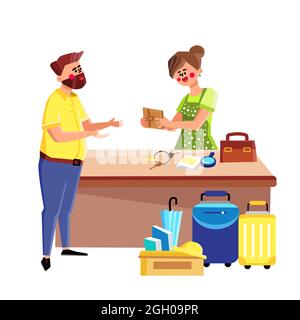 Personnes dans le service Lost and found dans Airport Vector Illustration de Vecteur