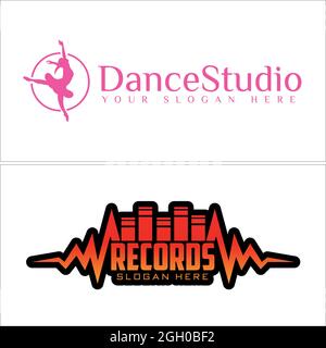 Design du logo du studio de danse de divertissement Illustration de Vecteur