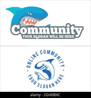 Communauté sans but lucratif avec logo bleu requin Illustration de Vecteur