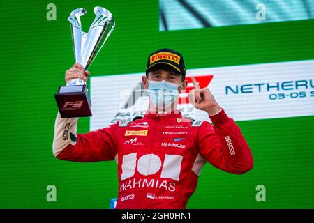 Zandvoort, pays-Bas. 04e septembre 2021. Leclerc Arthur (mco), Prema Racing, Dallara F3 célébrant sa victoire lors de la 6ème manche du Championnat de Formule 3 2021 de la FIA du 3 au 5 septembre 2021 sur le circuit Zandvoort, à Zandvoort, pays-Bas - photo Sebastiaan Rozendaal / Dutch photo Agency / DPPI crédit: DPPI Media/Alay Live News Banque D'Images