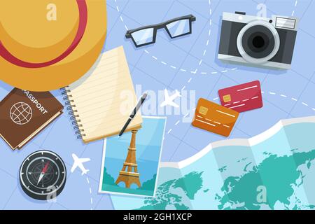 Journée mondiale du tourisme fond Illustration vectorielle. Illustration de Vecteur