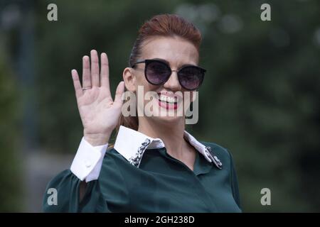 Giulia Di Quilio arrivant à l'Hôtel Excelsior dans le cadre du 78e Festival International du film de Venise, en Italie, le 04 septembre 2021. Photo d'Aurore Marechal/ABACAPRESS.COM Banque D'Images