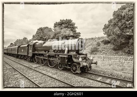 Sierra Leone 45627as le Cumbrian Mountain Express passant par long Preston le 4 septembre 2021. Railway Touring Company et WCR Ltd Banque D'Images