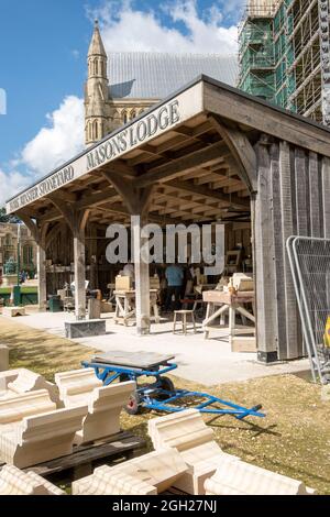 York Minster Stoneyard, Masons Lodge, York, Yorkshire Banque D'Images