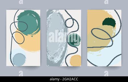 Peinture moderne abstraite. Ensemble de formes géométriques. Éléments de conception abstraits à effet aquarelle dessinés à la main. Illustration de Vecteur